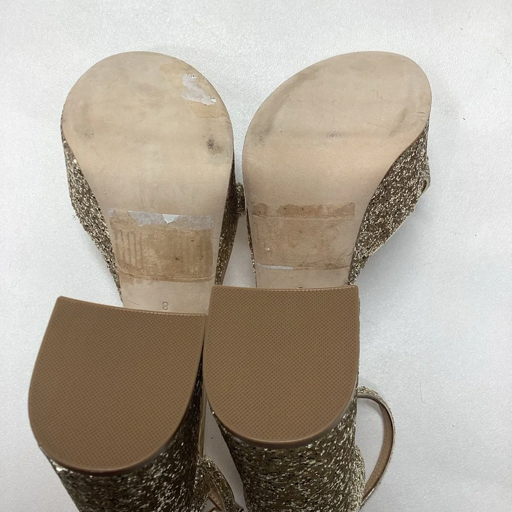 Badgley Mischka Party Platform Block Heel in‎ Gold Silver Glitter - Picture 14 of 16